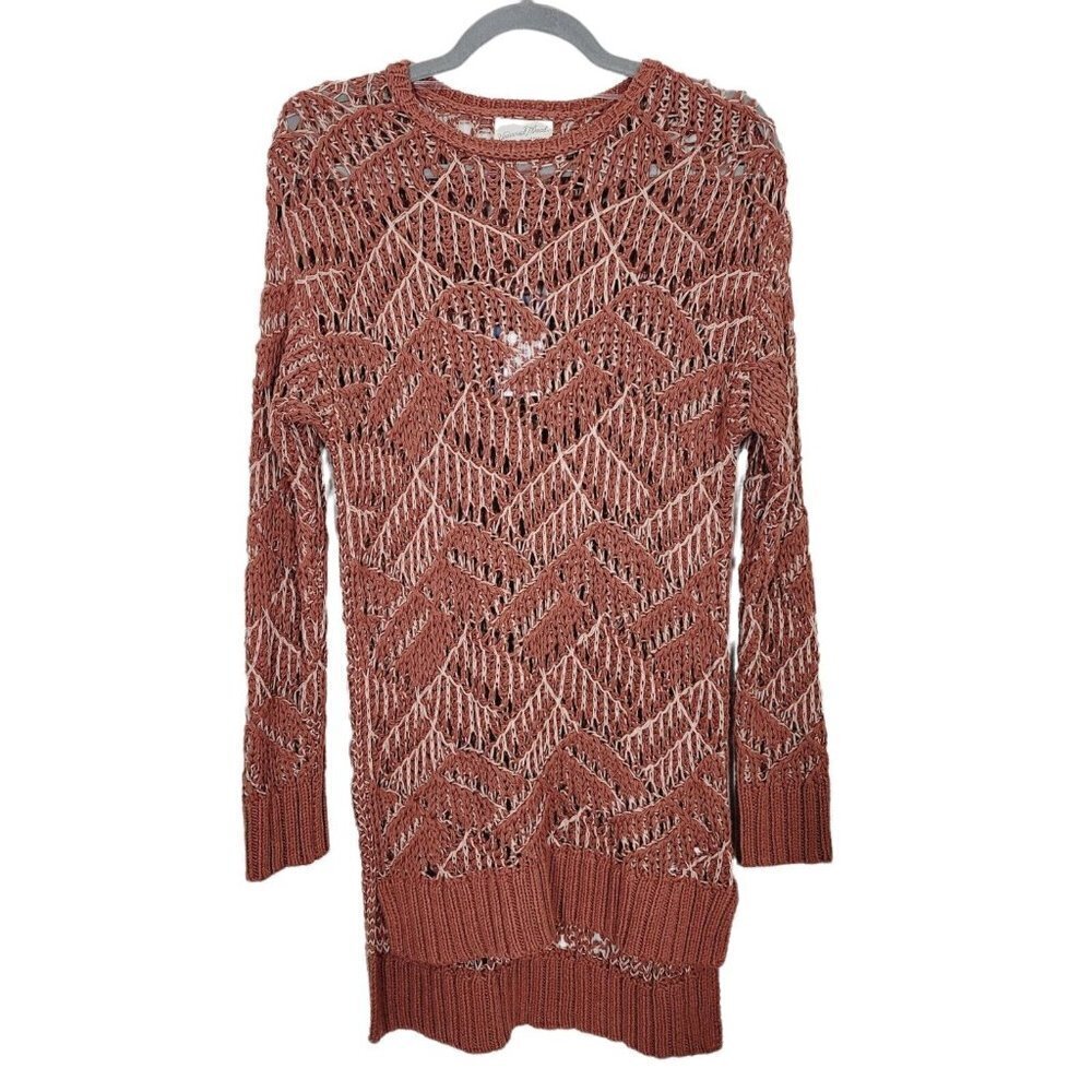 Universal Thread Medium Open Knit Sweater Tunic 2 Tone High/Low Clay Color NWT
